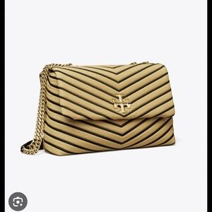 Tory Burch Kira Chevron quilted straw convertible shoulder bag